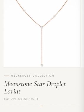 Logan Hollowell Rose Gold Moonstone Star Droplet Lariat Necklace